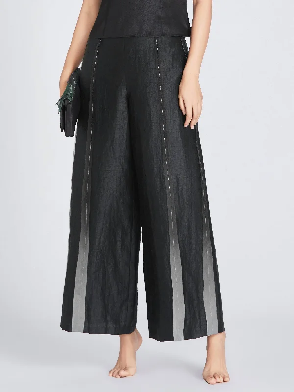 Gambiered Guangdong  Habotai Silk Wide-Leg Trousers Trousers Seasonal Trendy