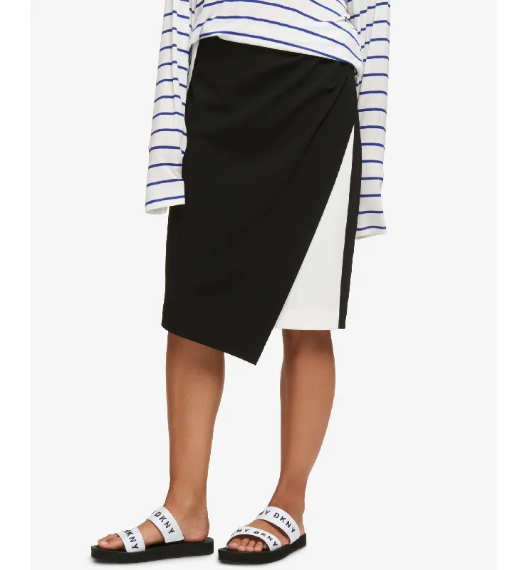 DKNY Asymmetrical Colorblocked Skirt linen skirt airy