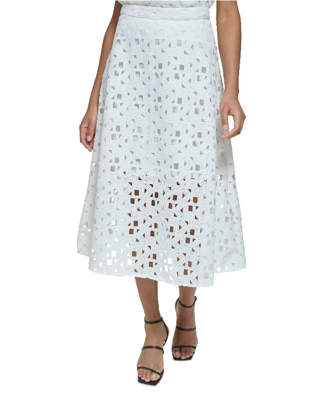 Women's Signature-Lace Midi Skirt silk skirt lustrous