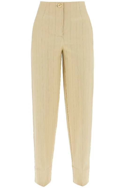 Striped Tapered Trousers Trousers Silk Elegant