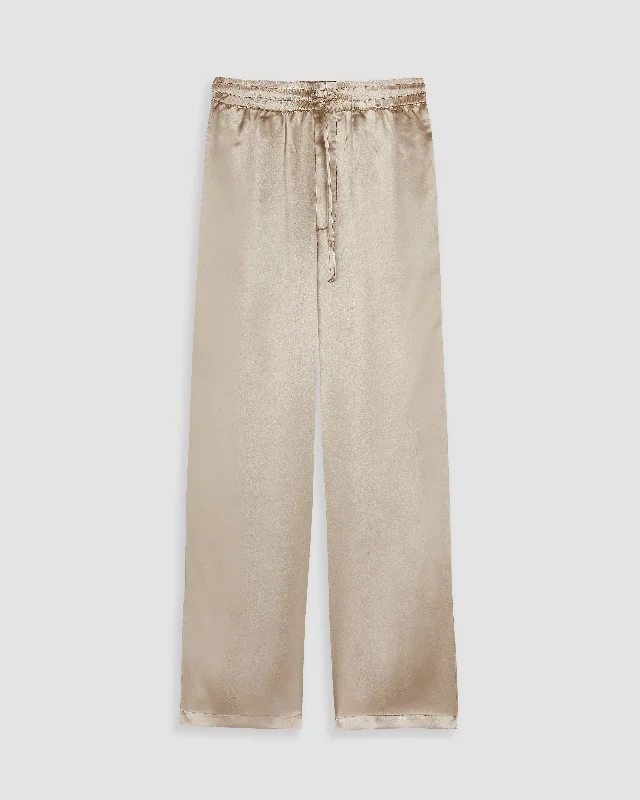 RISAS SILK TROUSERS IN PEARL Trousers Flared Retro