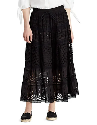 Lauren Ralph Lauren Eyelet Cotton A-Line Skirt chiffon skirt delicate