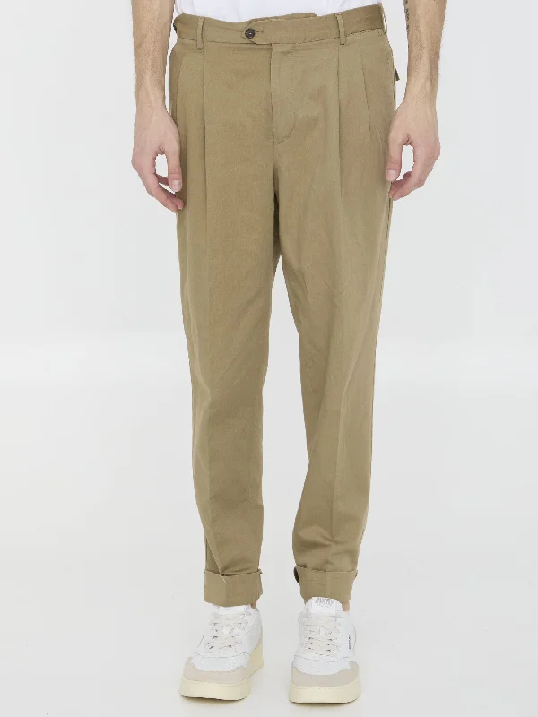 Cotton And Linen Trousers Trousers Pleated Formal