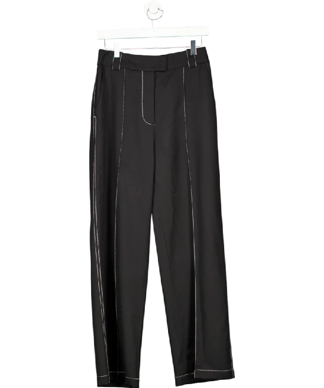 Attire The Studio Black Topstitched Trousers UK S Trousers Top Rated