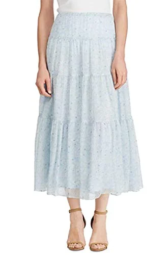 Ralph Lauren Lauren Floral Georgette Peasant Skirt (Blue, 2) lace skirt intricate