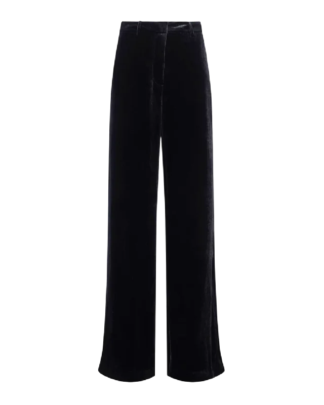 L'agence Pilar Velvet Wide-leg Trousers In Black UK 10 Trousers Modern Contemporary