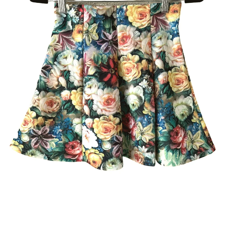 Guess Los Angeles Vintage Floral Multicolor Roses A-Line Skater Mini Skirt - Med lace skirt elegant