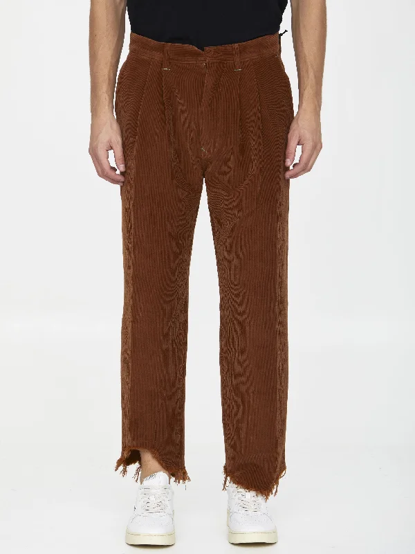 Cognac Velvet Trousers Trousers Handmade Artisanal