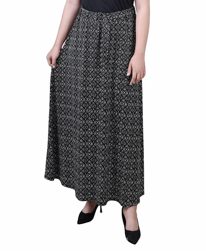 Petite Printed Belted Maxi Skirt wool skirt warm