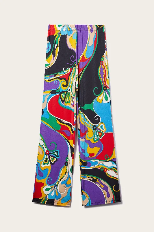 Orchidee-Print Trousers Trousers Silk Elegant