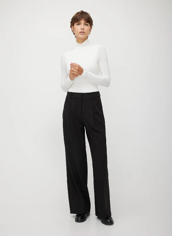 On Time Pleated Trousers Trousers Silk Elegant