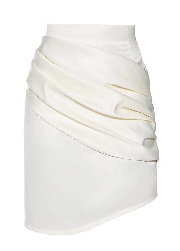 IVORY RUCHED SKIRT leather skirt refined