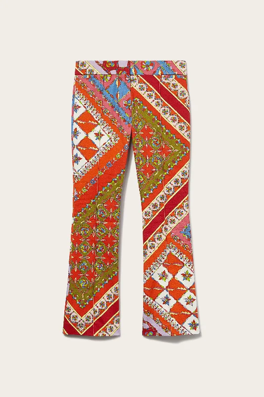 Festa-Print Flared Trousers Trousers Mesh Breathable