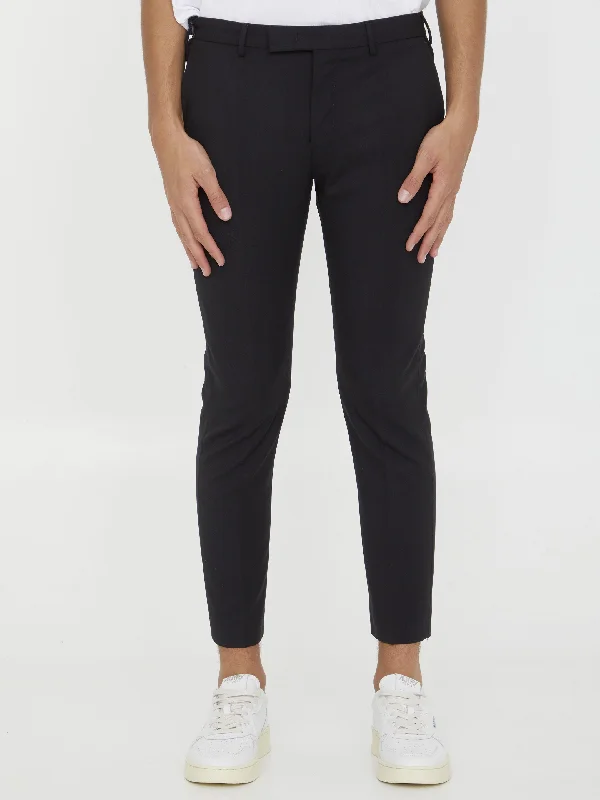 Black Wool Trousers Skinny Trousers Denim Stretchy