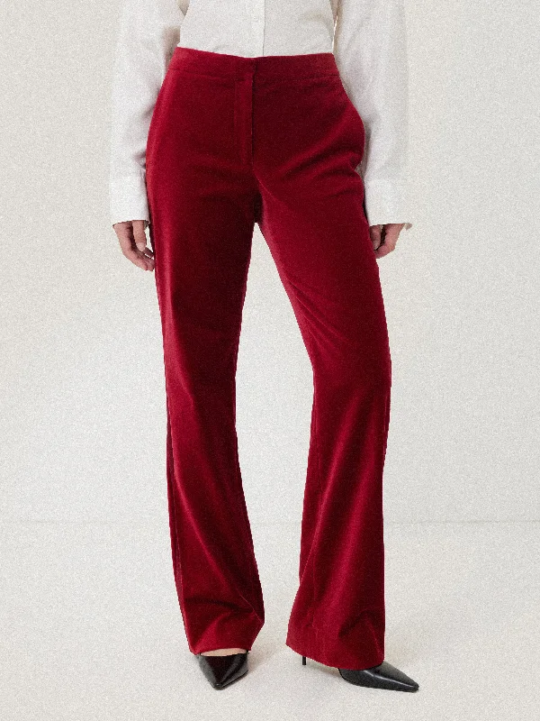 Mason Velvet Trouser | Red Trousers sophisticated sleek