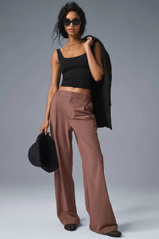 High-Waist Pursuit Trouser (Long) - Chestnut Trousers cozy comfortable