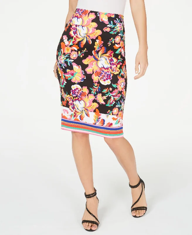 Thalia Sodi Zipper Printed Scuba Skirt leather skirt sleek