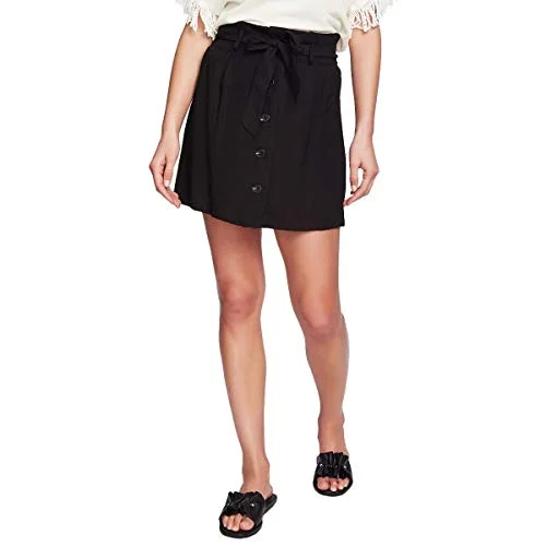 Tie-Front Pleated Mini Skirt denim skirt casual