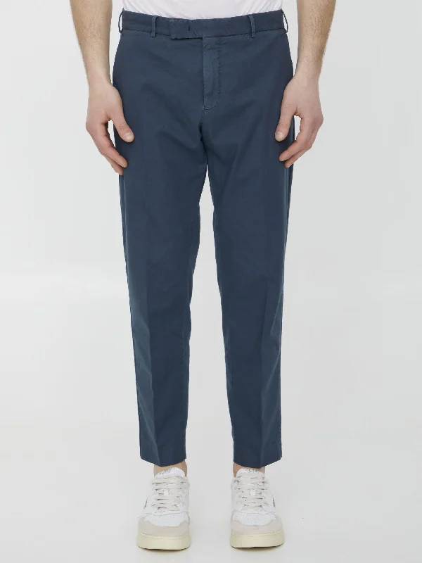 Blue Cotton Trousers Trousers Cargo pockets