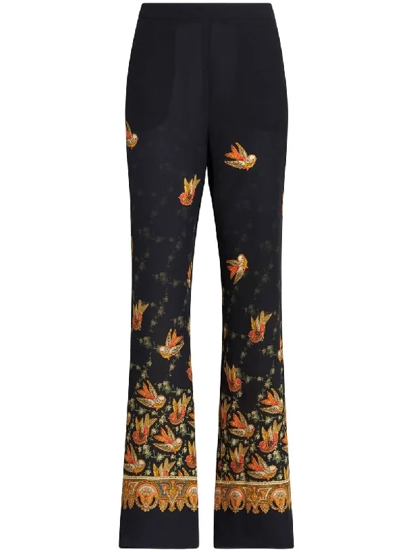 Etro Trousers Black High Waist Slim Fit Ankle Length