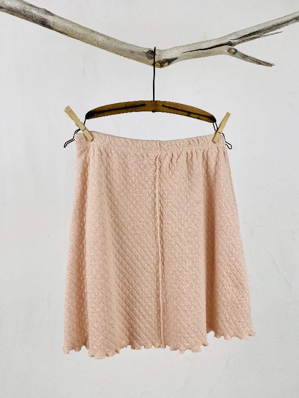 Pretty Pink Quilted Waffle Knit Surf Skirt leather skirt bold