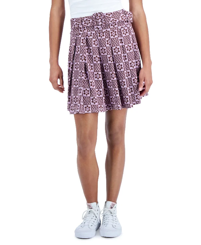 Juniors' Printed Pleated Skirt patchwork skirt art