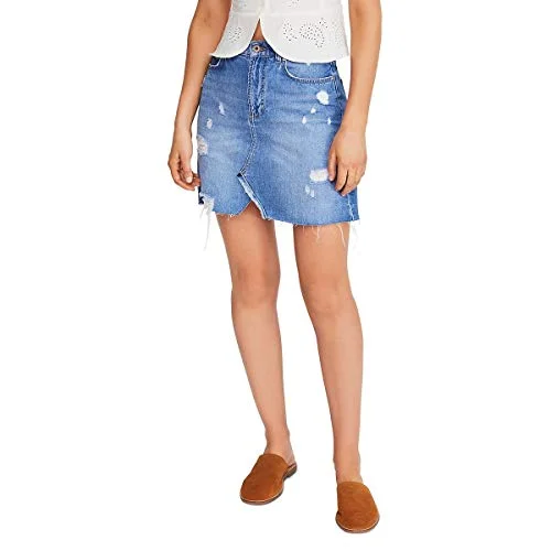 Free People Hallie Denim Mini Skirt linen skirt natural