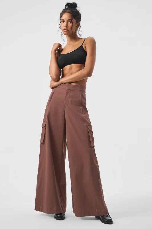 Show Off Cargo Wide Leg Trouser - Chestnut Trousers sophisticated sleek