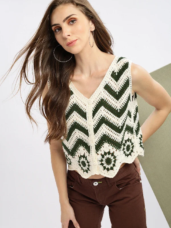 Women Green Solid Sheer Crop Top-201-Green Beaded Sequined Faux Fur