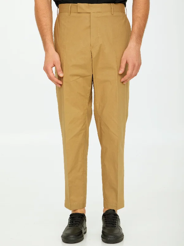 Beige Cotton Trousers Trousers Winter Warm