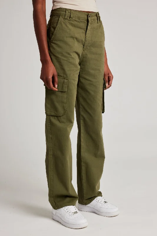 Straight Leg Cargo Trouser - Khaki Trousers Fleece Cozy