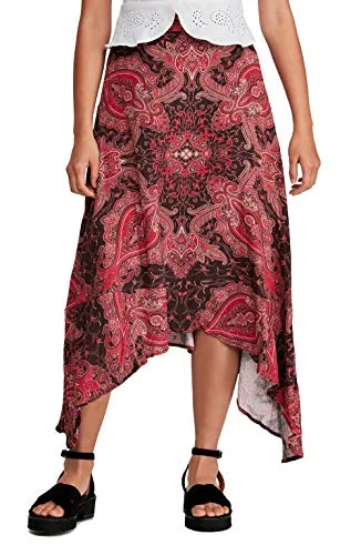 Free People Womens A The Shore Print A-Line Midi Skirt Red 0 satin skirt smooth