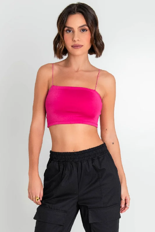 Crop top básico de tirantes elásticos Spandex Blend Rayon Blend Denim Blend