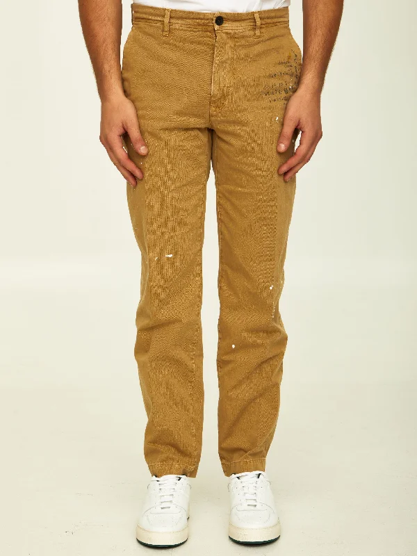 Camel Cotton Trousers Trousers Hiking Durable