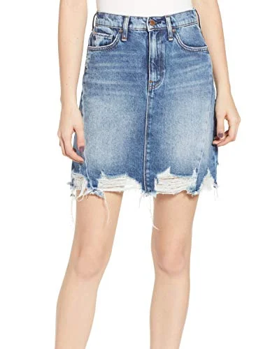 Lulu Frayed Denim Skirt leather skirt modern