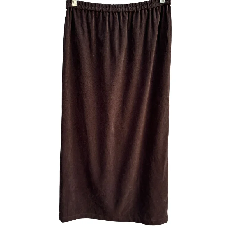 Jamie S Casuals Womens Suede Look Lined Brown Elastic Waist Pencil Midi Skirt S high slit skirt