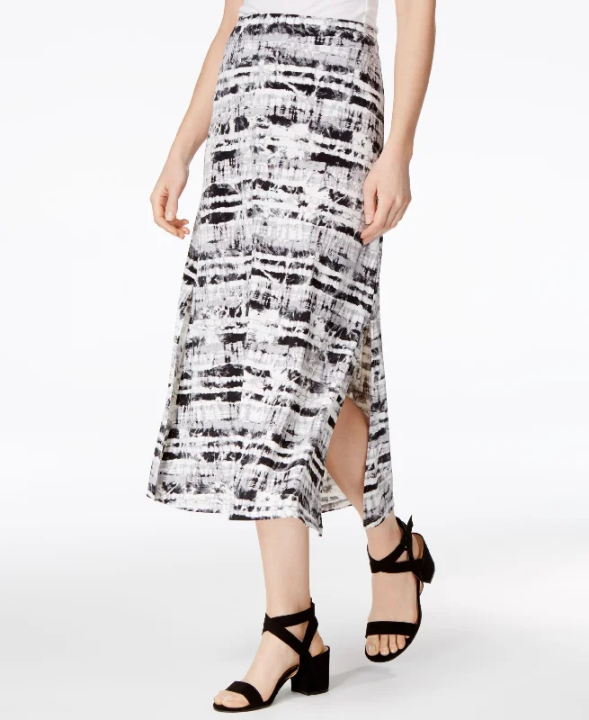 Kensie Printed Midi Skirt cashmere skirt fine