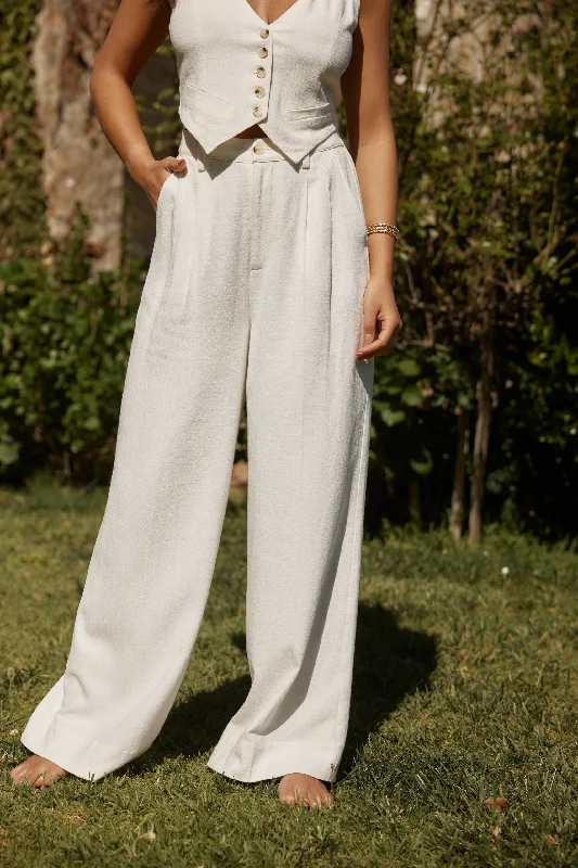 Diane White Linen Trouser Trousers sophisticated sleek