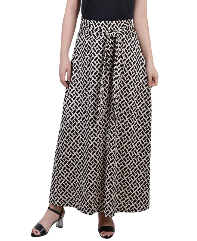 Petite Printed Maxi Skirt with Sash Waist Tie silk skirt lustrous