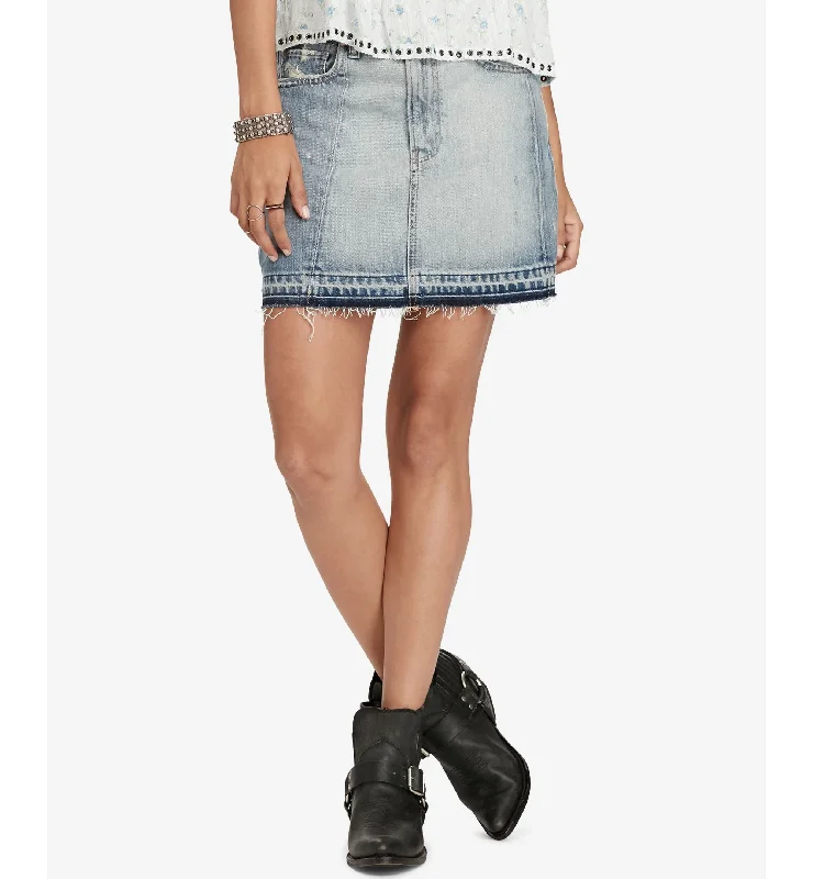 Denim Supply Ralph Lauren Frayed Denim Skirt wool skirt thick