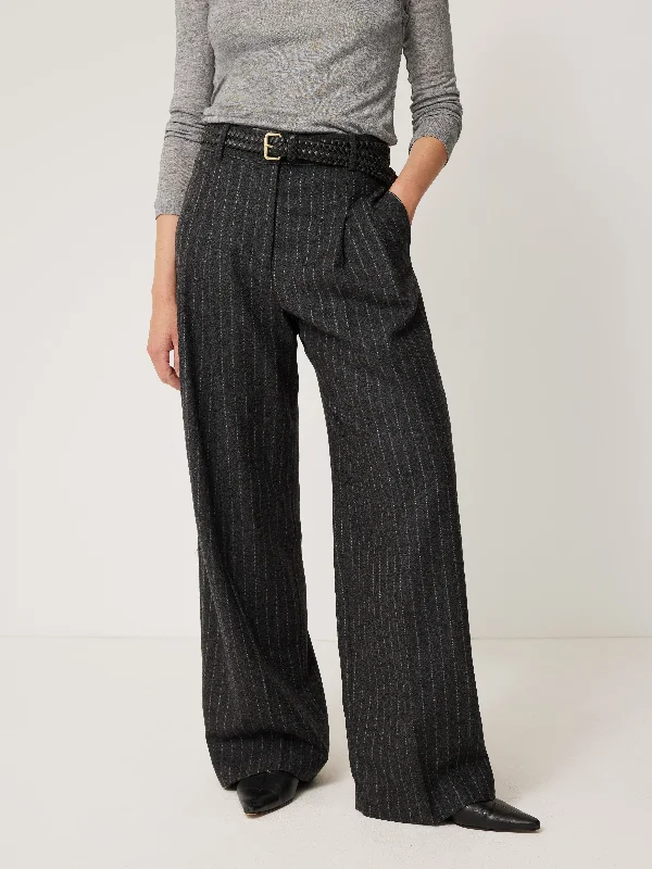 Italian Wool Kemp Pinstripe Trouser | Grey Trousers Cargo Utility