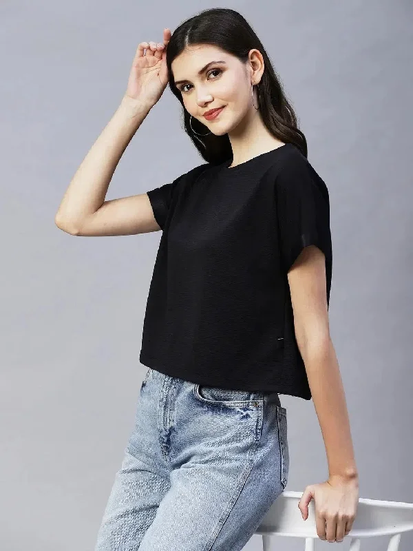 Rigo Cap Sleeves Poly Corduroy Crop Top-WTOP358-1398-L Chenille Blend Fleece Blend Nylon Blend