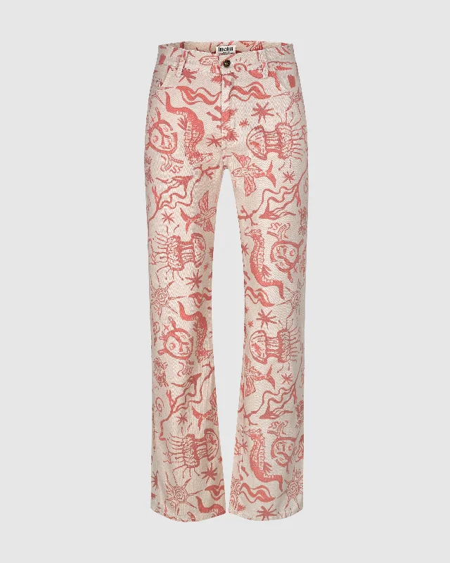 JOY TROUSERS IN BEIGE AND RED Trousers practical durable