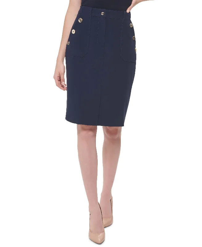 Tommy Hilfiger Womens Sailor Button Pencil Skirt cashmere skirt plush