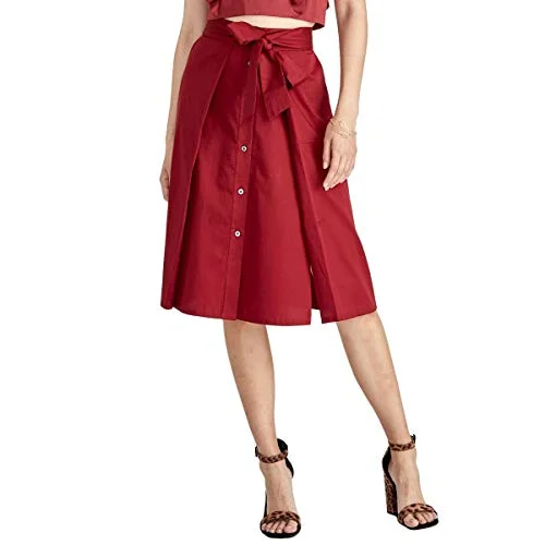 Rachel Roy Neo Tie-Waist Button-Front Skirt (Black Cherry, 14) cashmere skirt plush