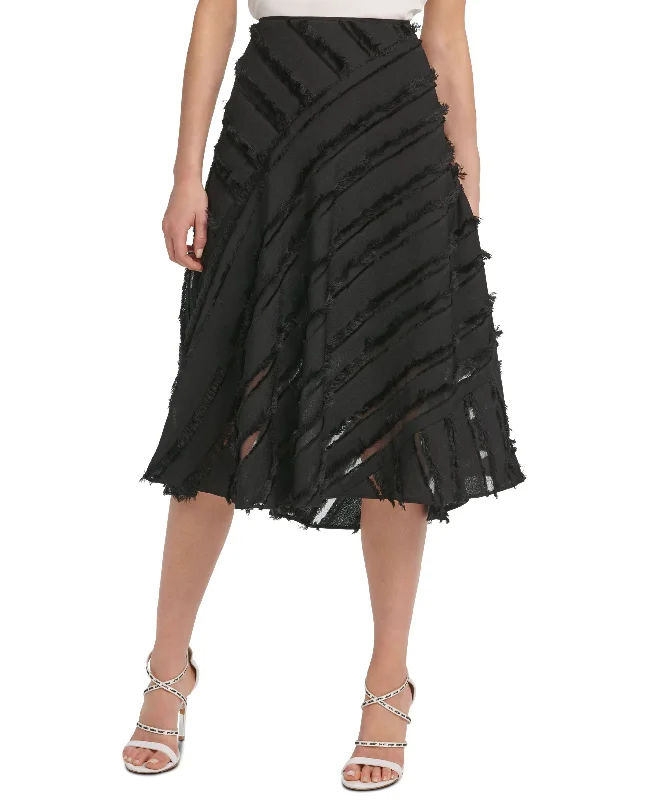 DKNY Fringe Trim Midi Skirt summer skirt style