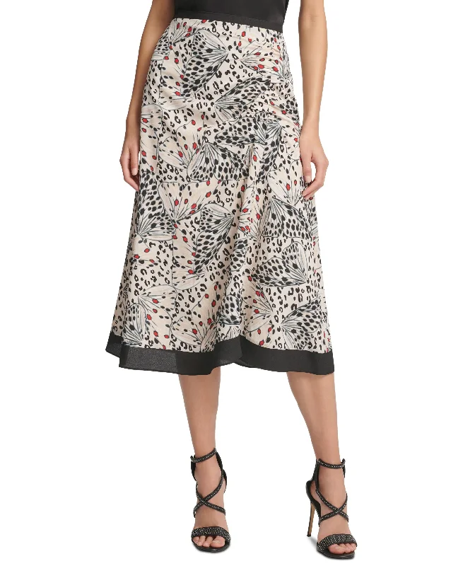 DKNY Draped Printed A Line Skirt wool skirt sturdy