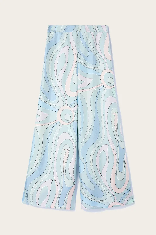 Marmo-Print Silk-Twill Trousers Trousers Travel Practical