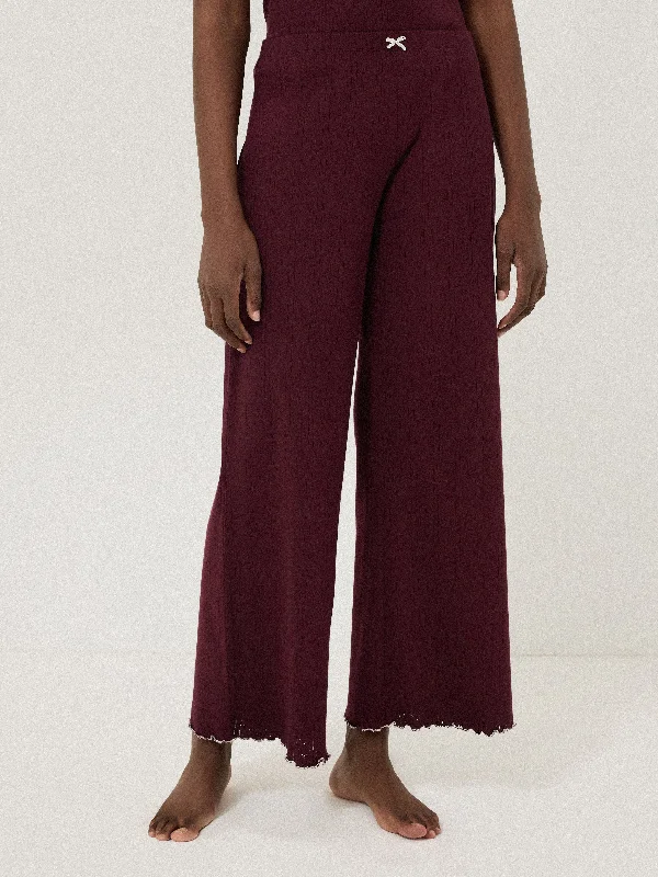 Pointelle Pyjama Trousers | Burgundy Trousers Seasonal Trendy