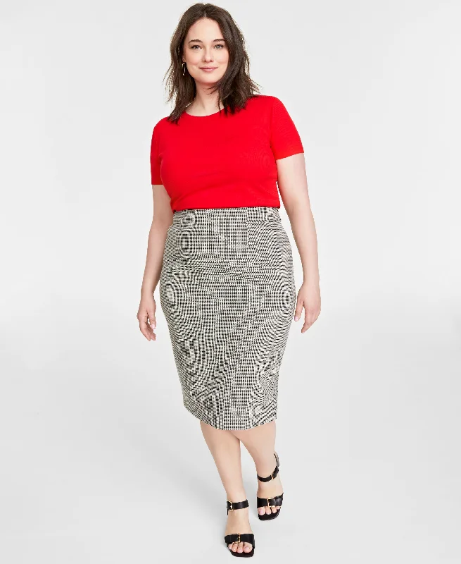 Plus Size Double-Weave Pencil Skirt chiffon skirt lightweight